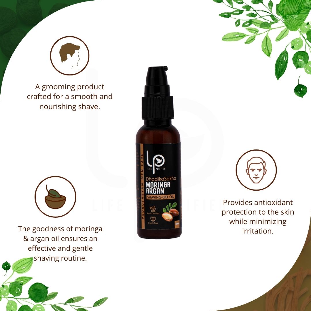 Paurusheyam MORINGA ARGAN SHAVING OIL GEL