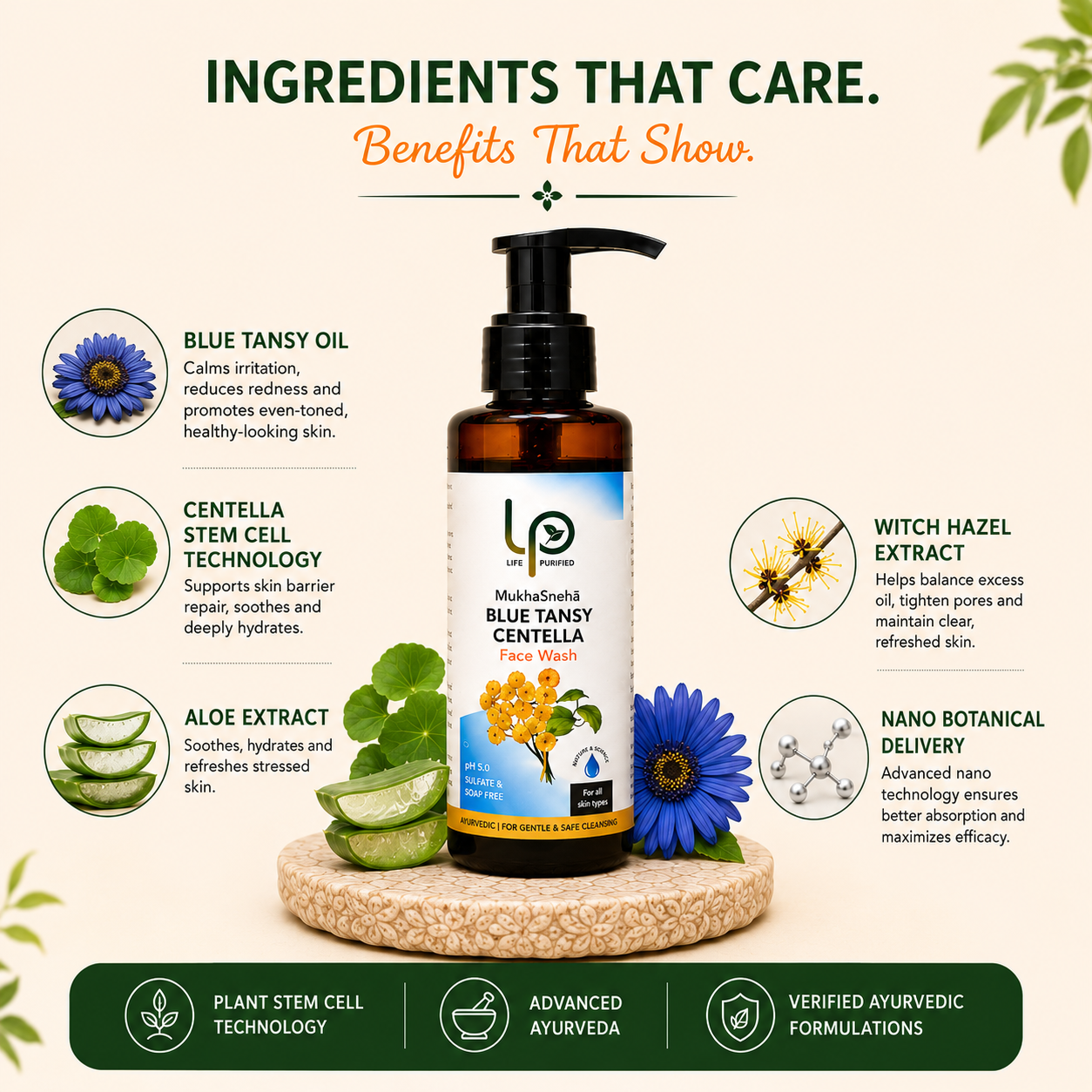 MukhaSneha Blue Tansy Centella Mild Face Cleanser