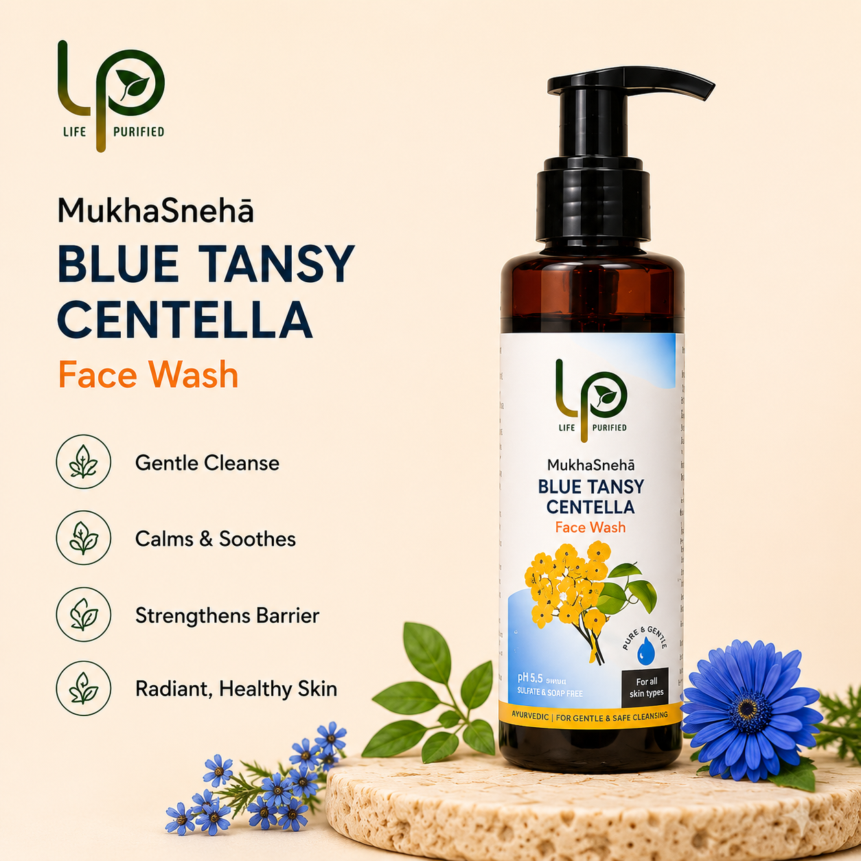 MukhaSneha Blue Tansy Centella Mild Face Cleanser