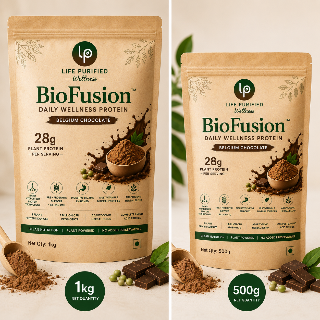 LIFE PURIFIED BioFusion Nano Protein – Daily Wellness Protein | Belgium Chocolate