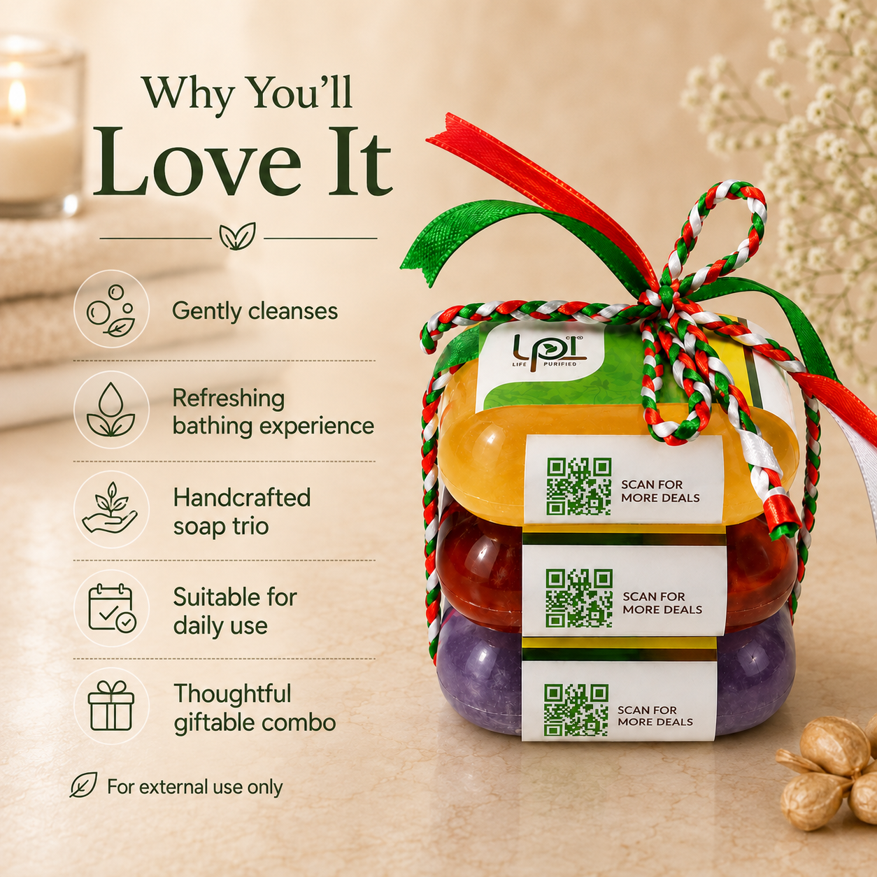 Snanavashyak Ayurvedic Soap Trio - Herbal-Floral-Radiance